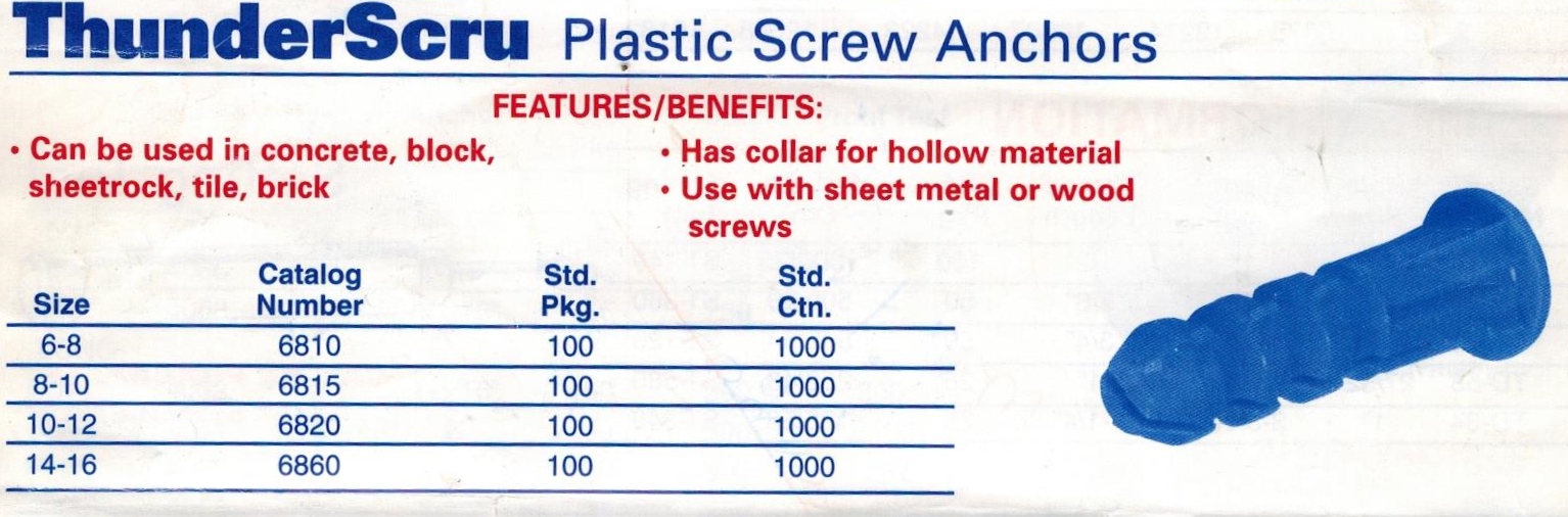 ThunderScru ® Plastic Screw Anchors Thunderbolt Anchors